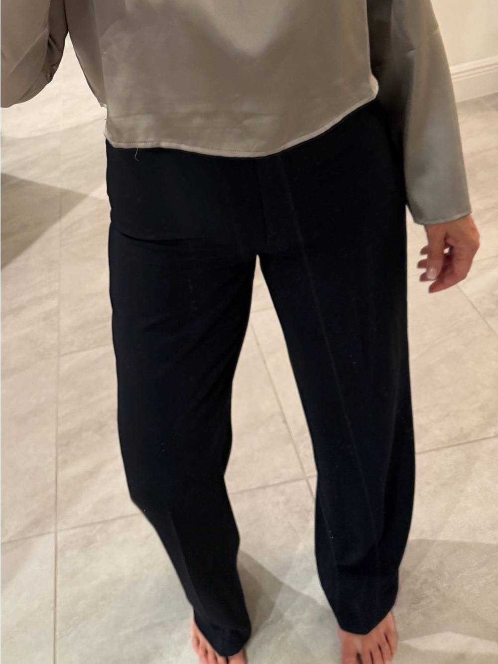 H&M Black Navy Straight-Leg Trousers